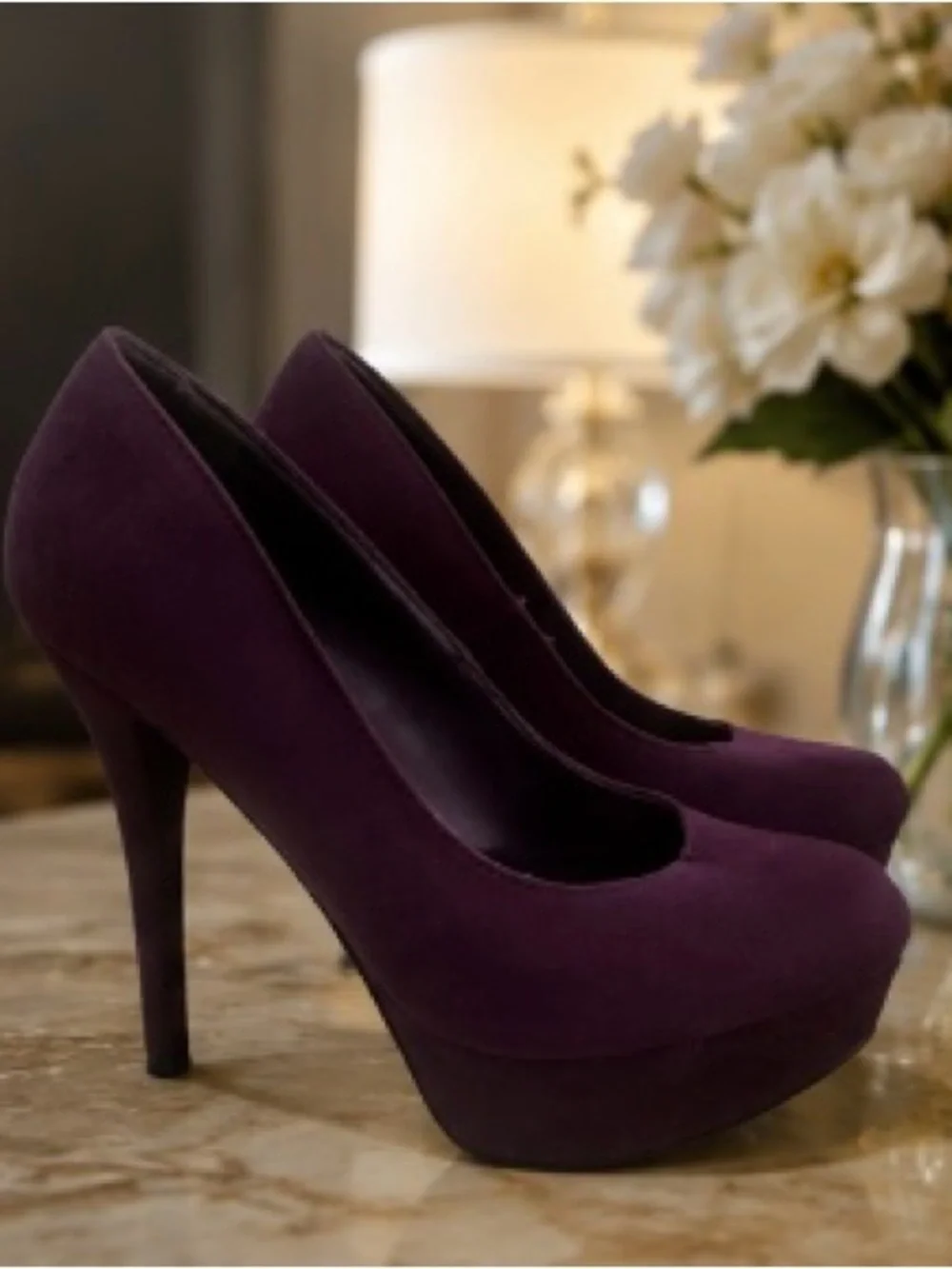Brash Deep Plum Suede Platform Pumps